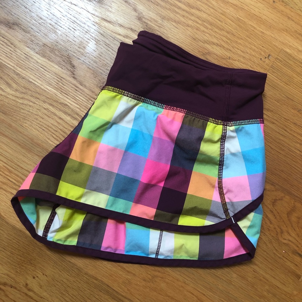 Lululemon plaid speed shorts seaweeze style 8